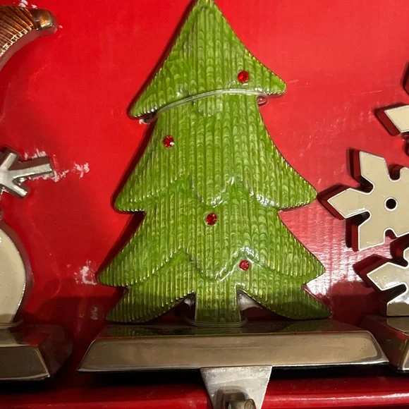 Vintage -Festive Stocking Holder Set - snowman, snowflake, tree,santa . - Picture 4 of 11